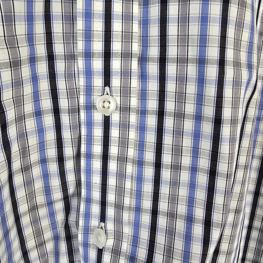 NWT Turnbull & Asser Long Sleeve Button Down Shirt 15.5 Blue/Gray Check Plaid - Picture 4 of 12